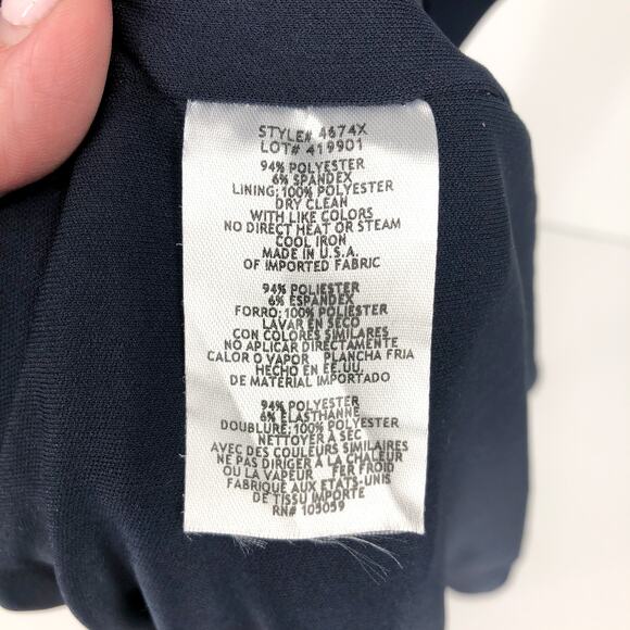 XSCAPE Women's Scuba Crepe Ruffle Gown Size 8 Navy Blue Short Sleeve Dress NWOT - Picture 9 of 10